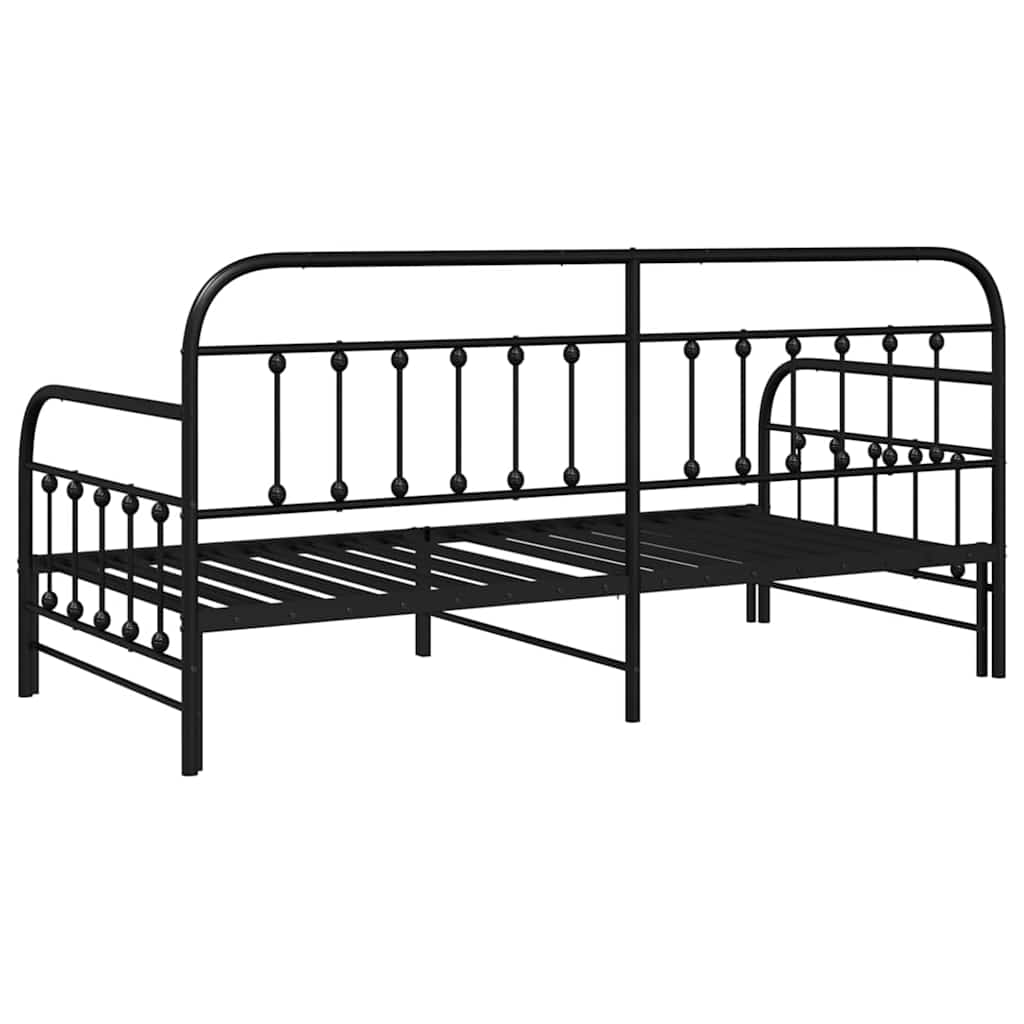 Tagesbettrahmen Schwarz 100 x 200 cm Pulverbeschichteter Stahl