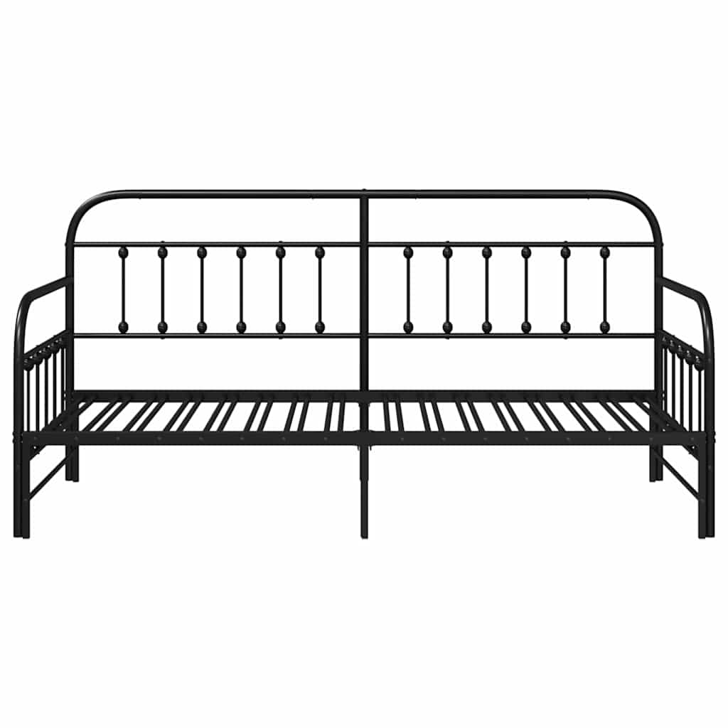 Tagesbettrahmen Schwarz 100 x 200 cm Pulverbeschichteter Stahl