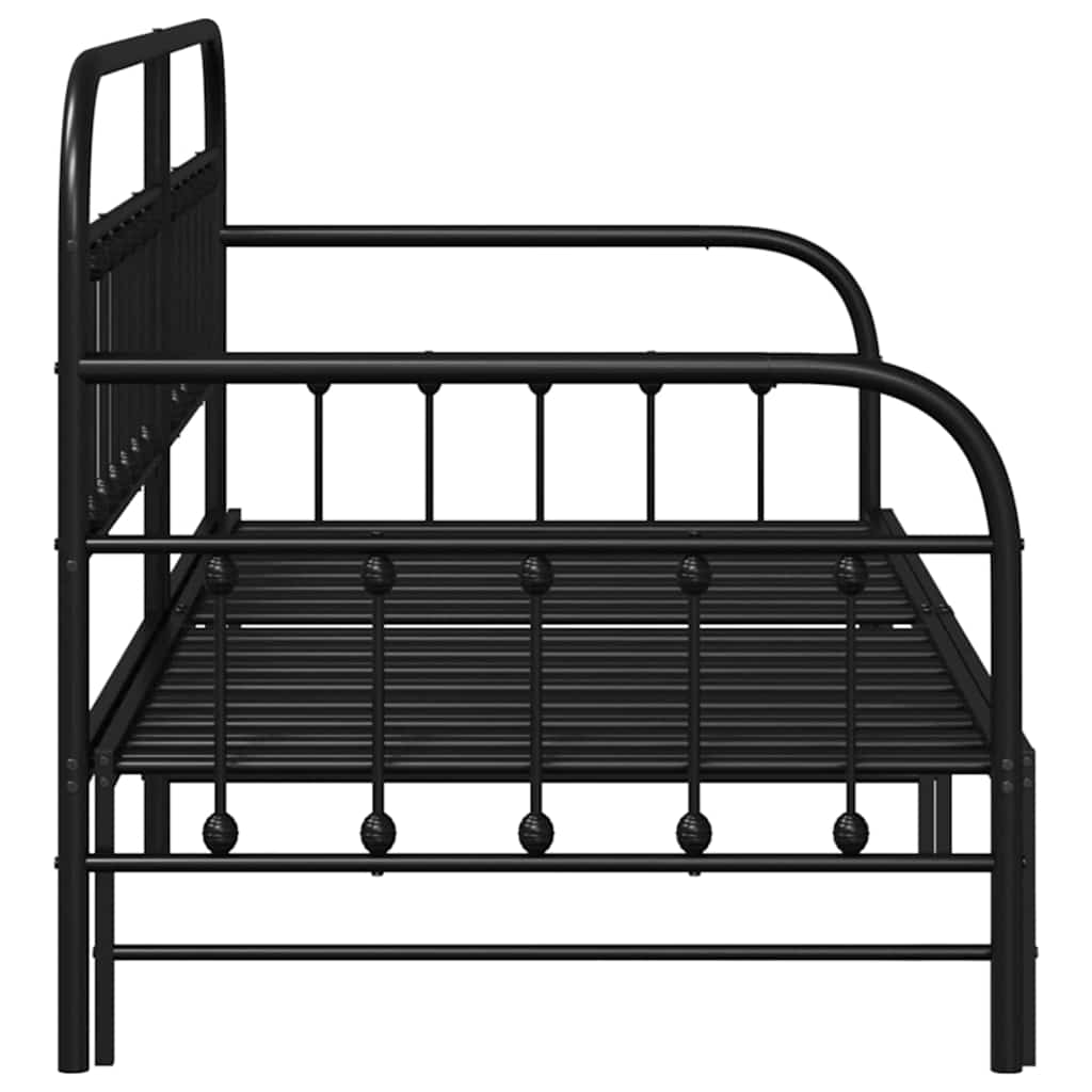 Tagesbettrahmen Schwarz 100 x 200 cm Pulverbeschichteter Stahl