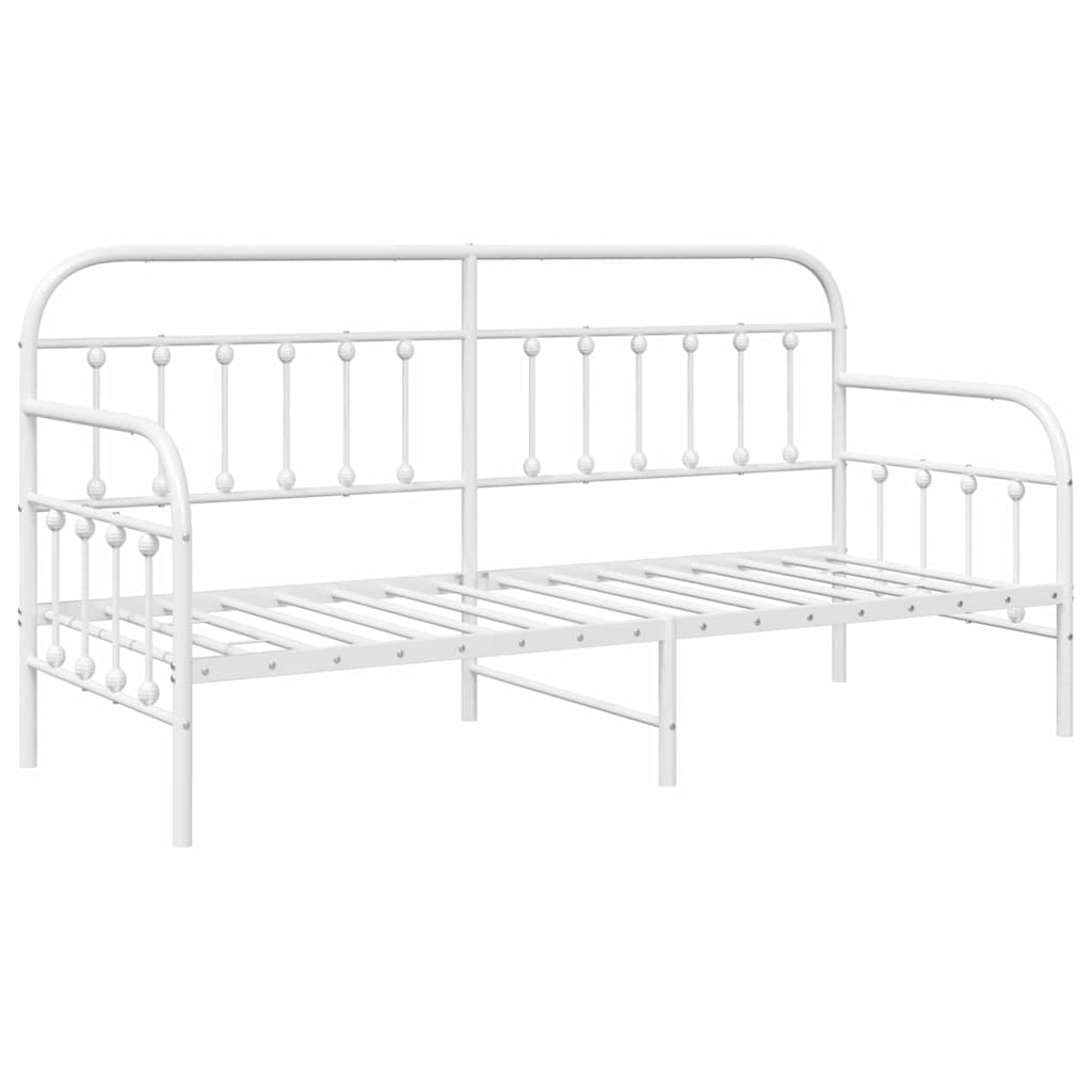 Tagesbettrahmen Weiß 75 x 190 cm Pulverbeschichteter Stahl