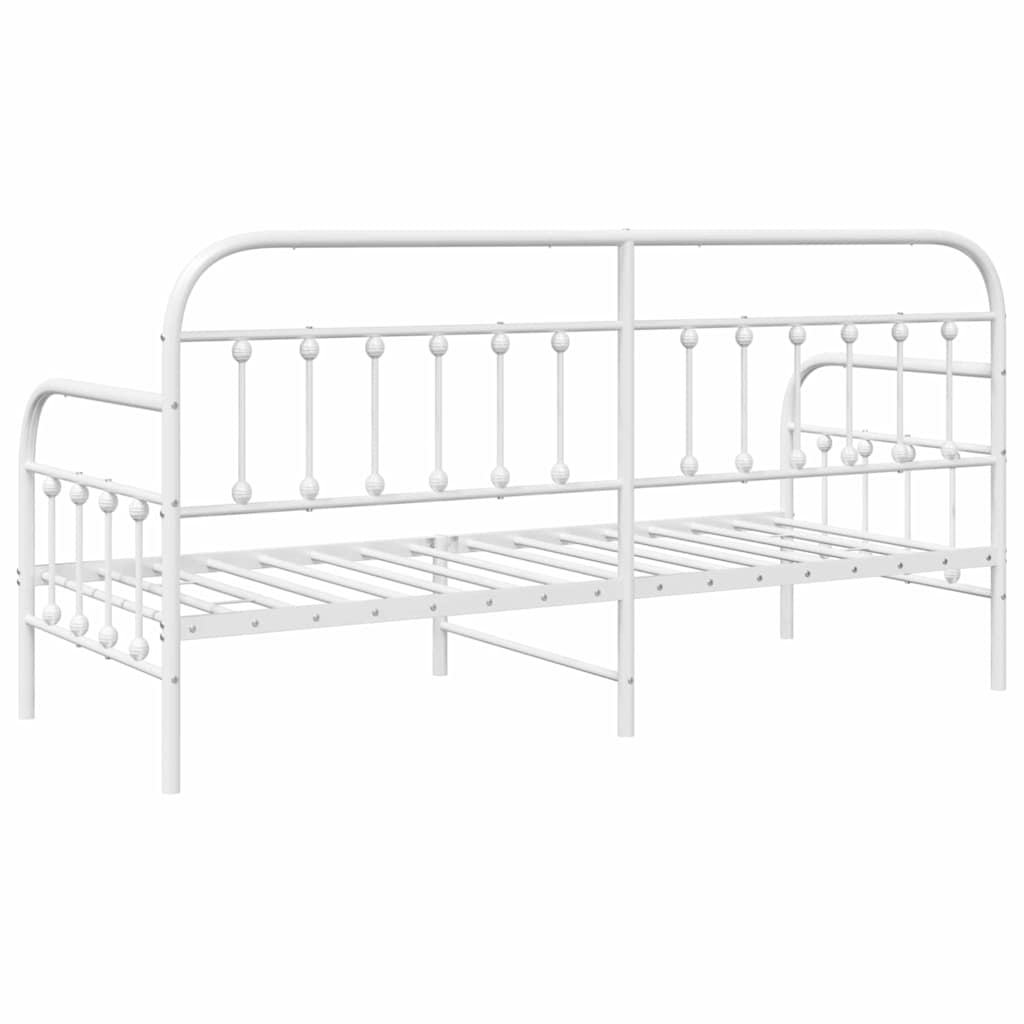 Tagesbettrahmen Weiß 75 x 190 cm Pulverbeschichteter Stahl