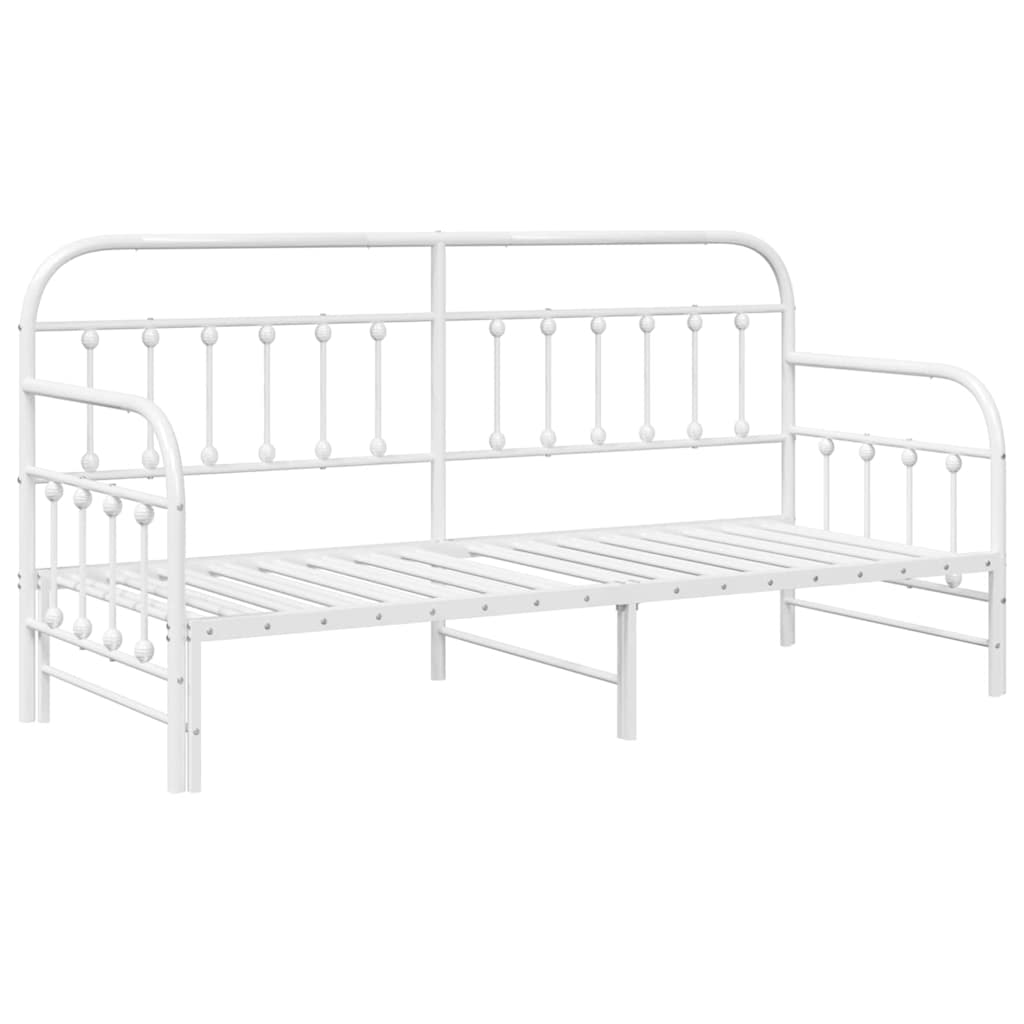 Tagesbettrahmen Weiß 75 x 190 cm Pulverbeschichteter Stahl