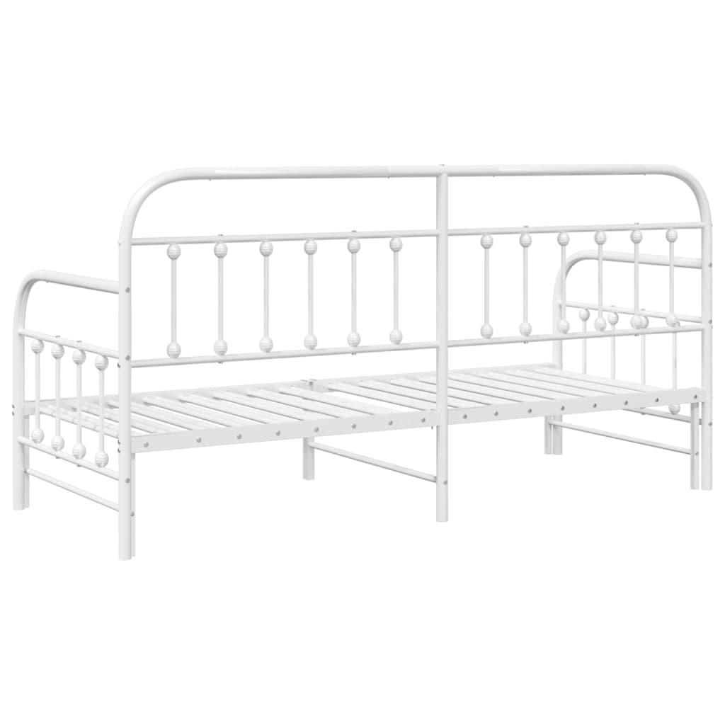 Tagesbettrahmen Weiß 75 x 190 cm Pulverbeschichteter Stahl