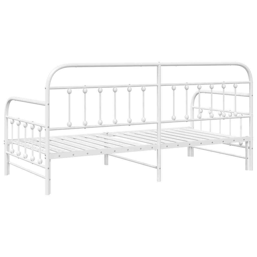 Tagesbettrahmen Weiß 107 x 203 cm Pulverbeschichteter Stahl