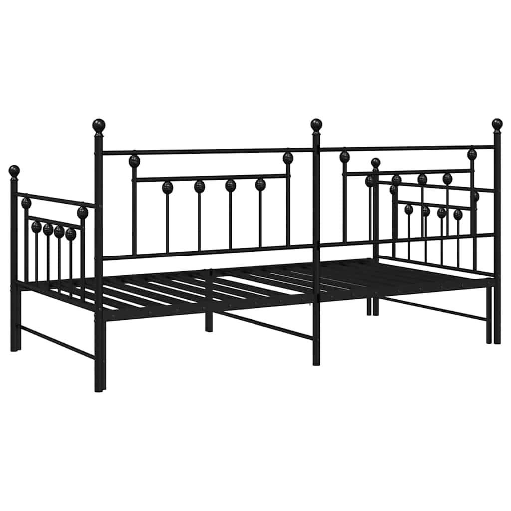 Tagesbettrahmen Schwarz 90 x 190 cm Stahl