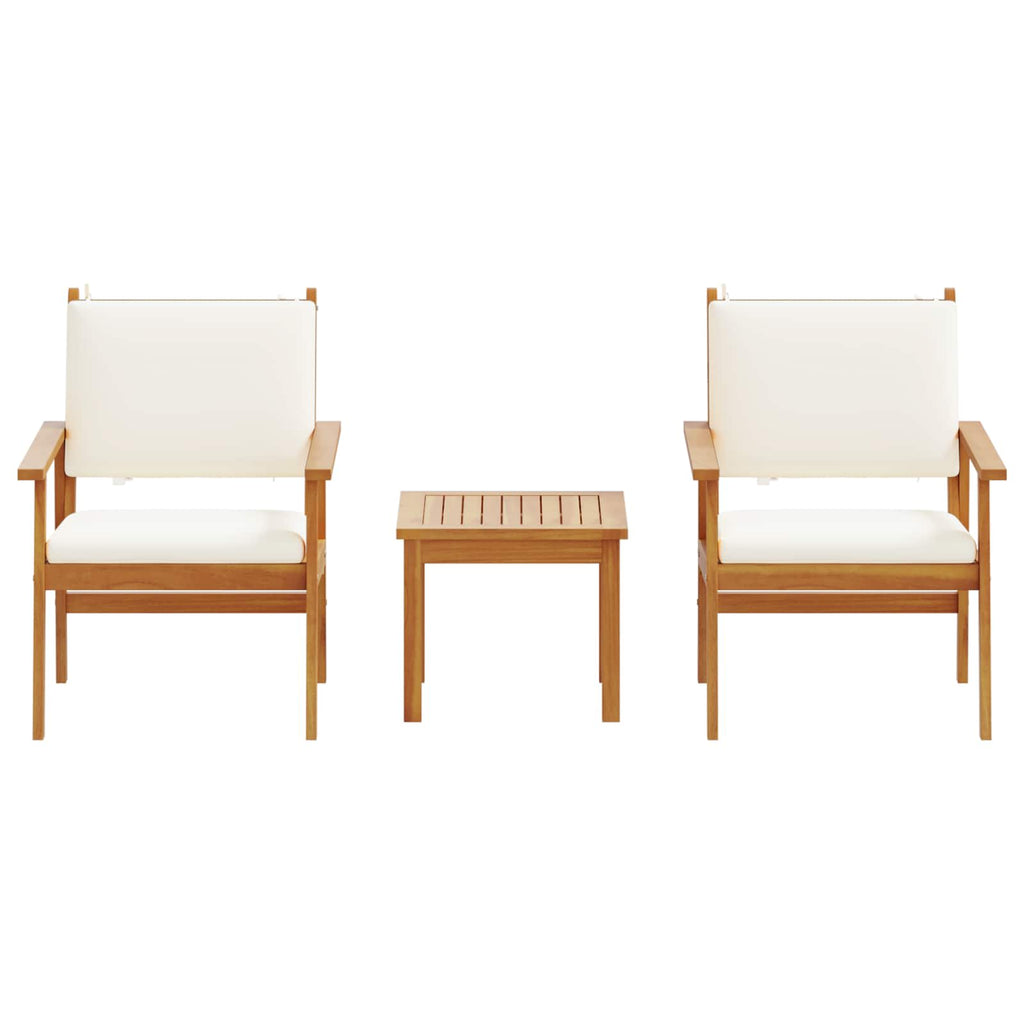 Gartensofa-set 3 pcs Cremeweiß Massivholz Akazie