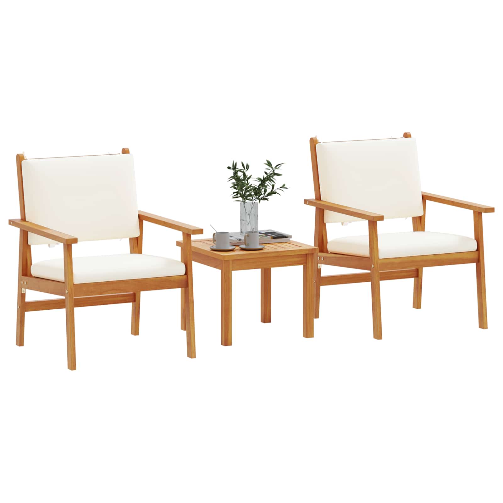 Gartensofa-set 3 pcs Cremeweiß Massivholz Akazie