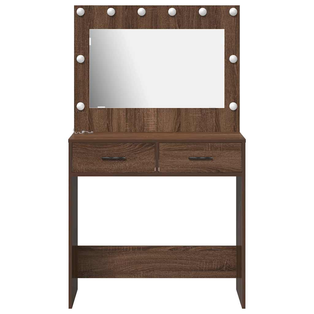 Schminktisch mit Speicher Braun Eichen-Optik 78,5 x 41 x 135 cm