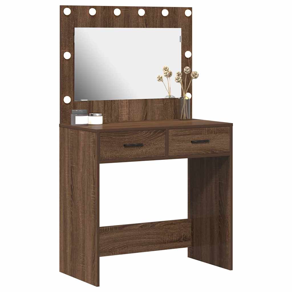 Schminktisch mit Speicher Braun Eichen-Optik 78,5 x 41 x 135 cm