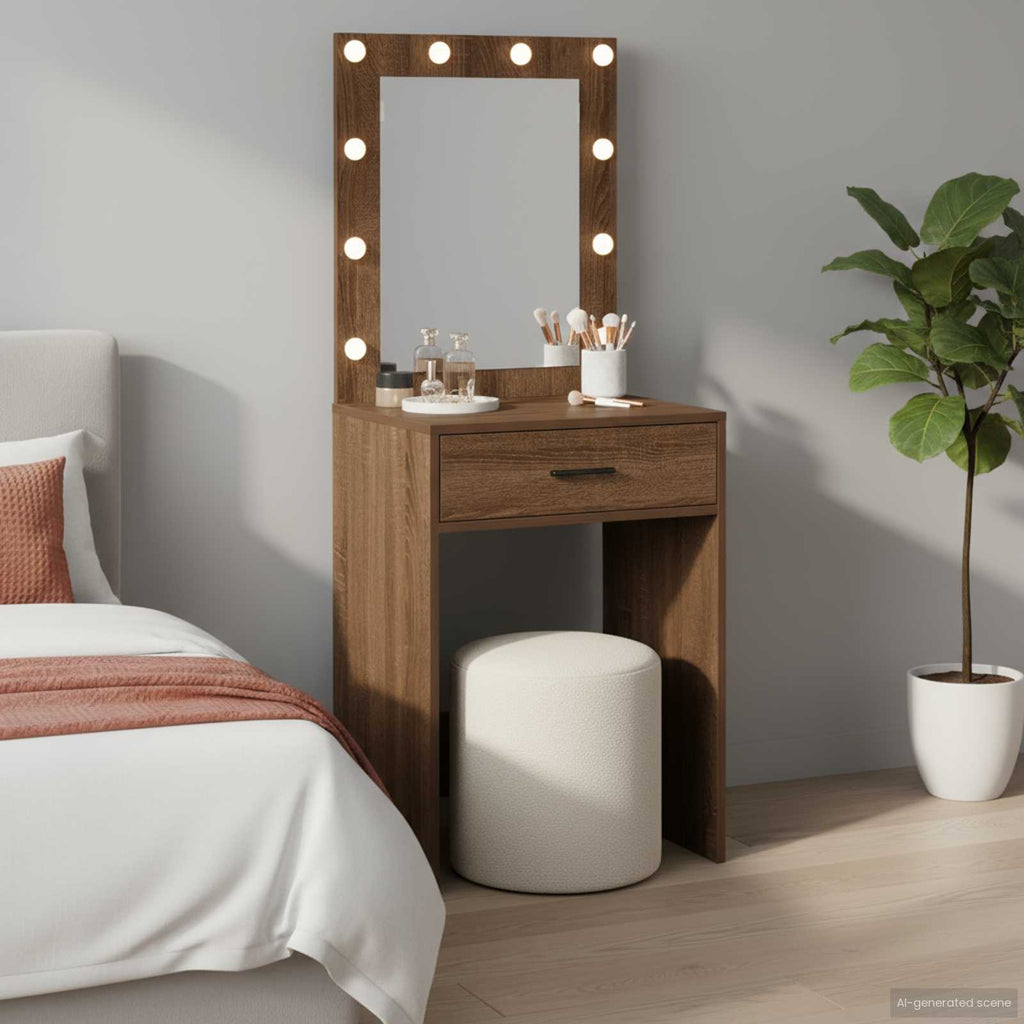 Schminktisch Braun Eichen-Optik 50 x 41 x 135 cm Holzwerkstoff