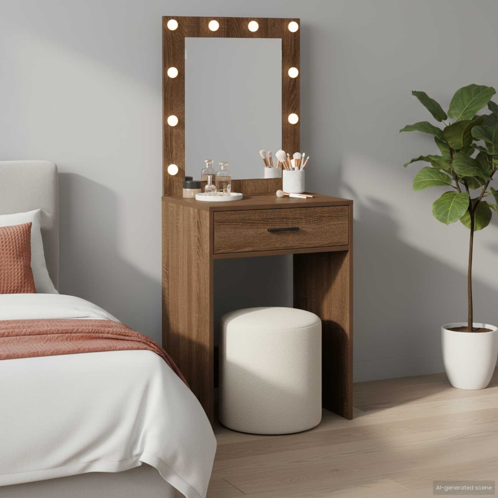 Schminktisch Braun Eichen-Optik 50 x 41 x 135 cm Holzwerkstoff
