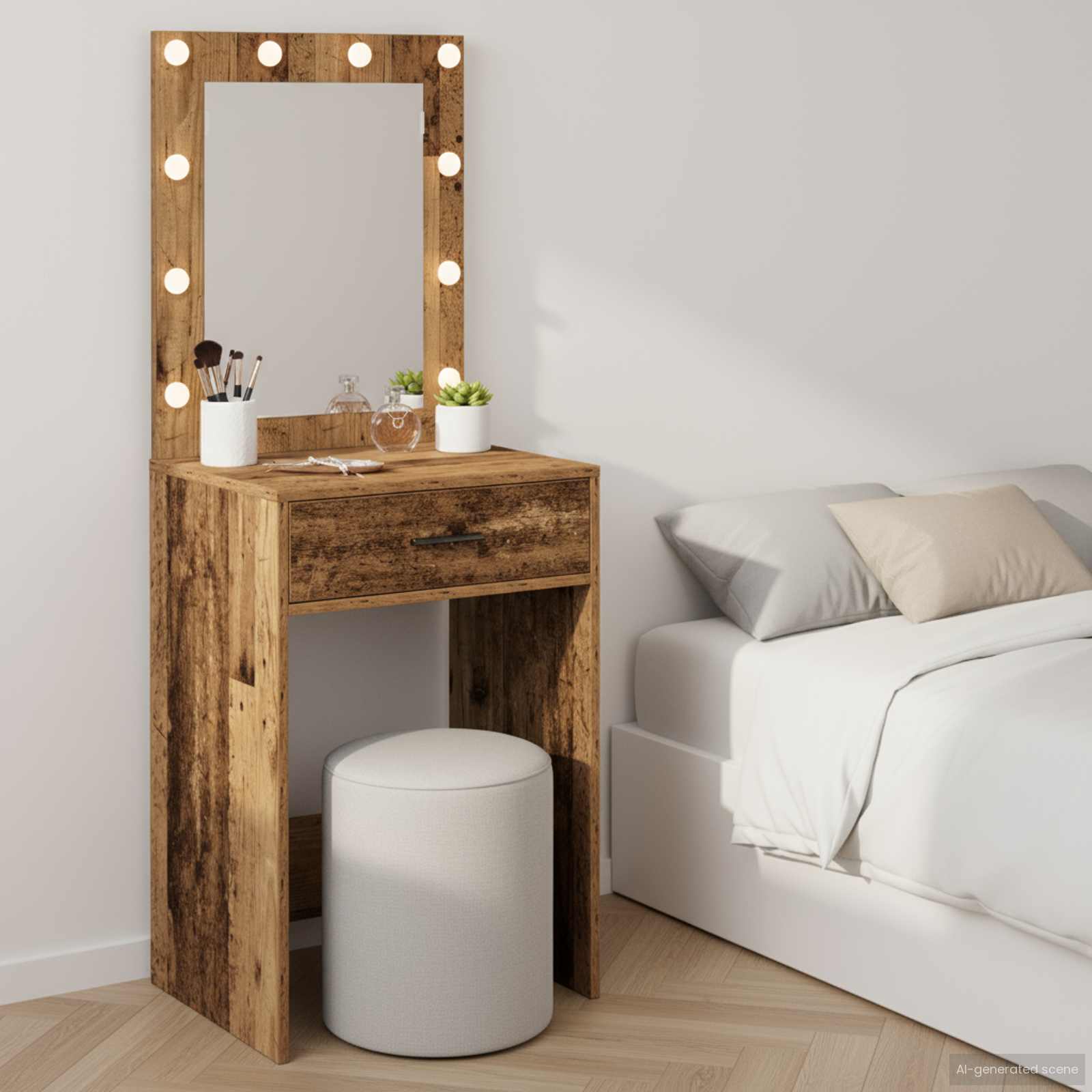 Schminktisch mit Spiegel Altholz 50 x 41 x 135 cm Holzwerkstoff