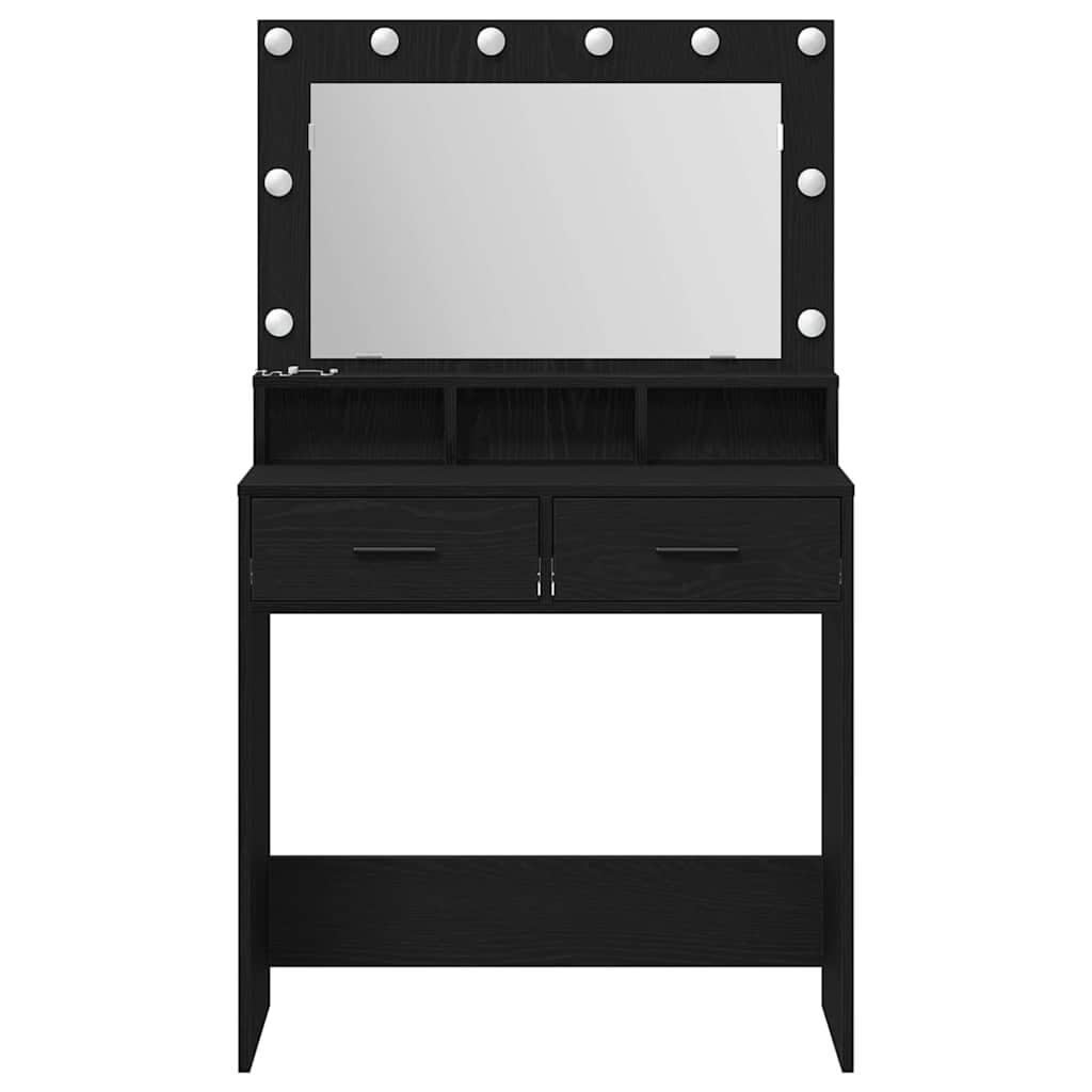 Schminktisch mit Regal Schwarz Eichen-Optik 79 x 41 x 135 cm
