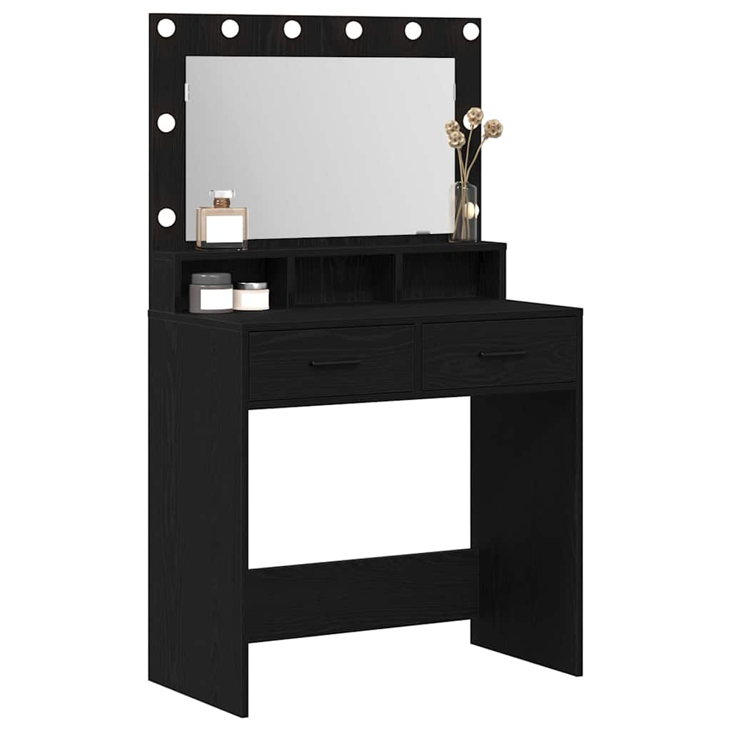 Schminktisch mit Regal Schwarz Eichen-Optik 79 x 41 x 135 cm