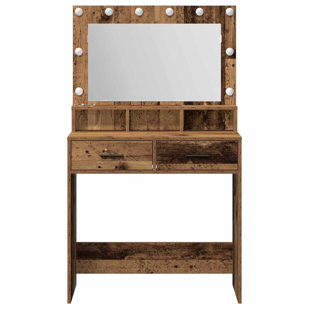 Schminktisch mit Regal Altholz 79 x 41 x 135 cm Holzwerkstoff