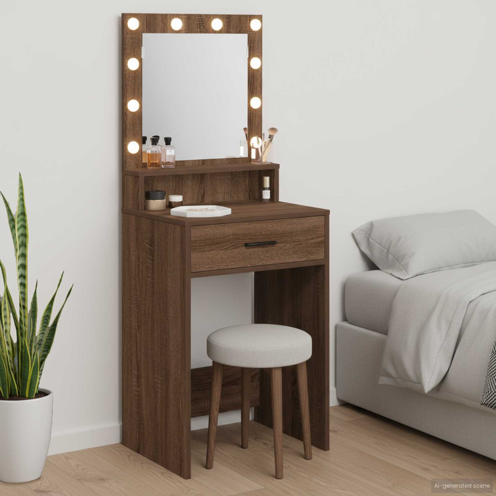 Schminktisch Braun Eichen-Optik 50 x 41 x 135 cm Holzwerkstoff