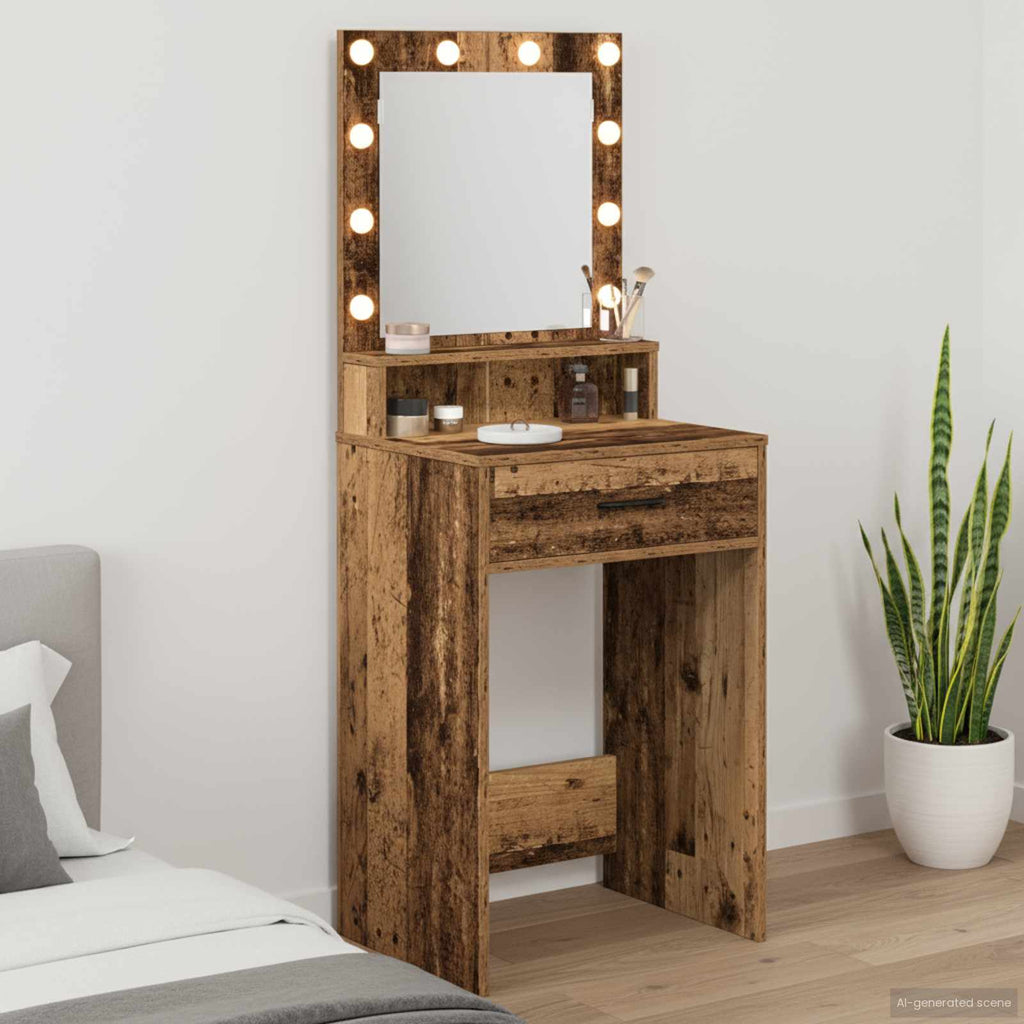 Schminktisch mit Regal Altholz 50 x 41 x 135 cm Holzwerkstoff