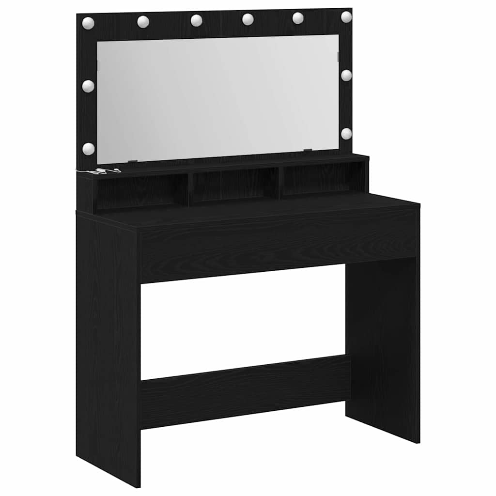 Schminktisch mit Regal Schwarz Eichen-Optik 100 x 41 x 135 cm