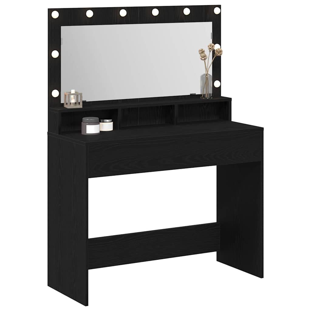 Schminktisch mit Regal Schwarz Eichen-Optik 100 x 41 x 135 cm