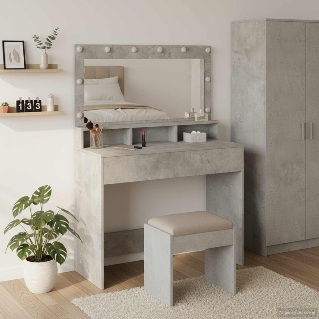 Schminktisch Beton Grau 100 x 41 x 135 cm Holzwerkstoff