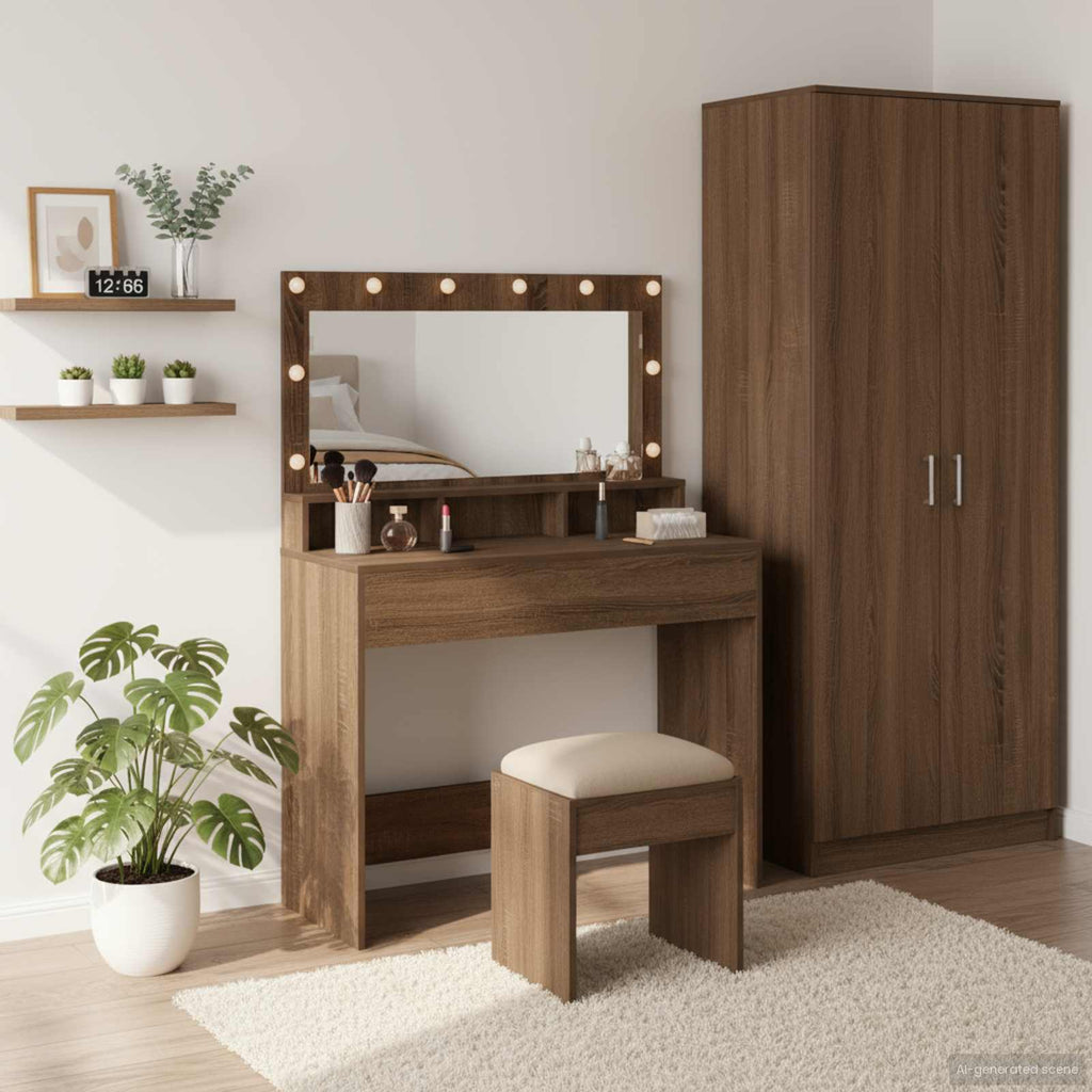 Schminktisch Braun Eichen-Optik 100 x 41 x 135 cm Holzwerkstoff