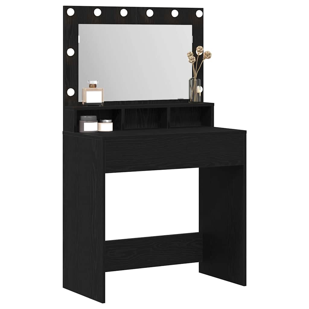 Schminktisch mit Regal Schwarz Eichen-Optik 75,5 x 41 x 135 cm