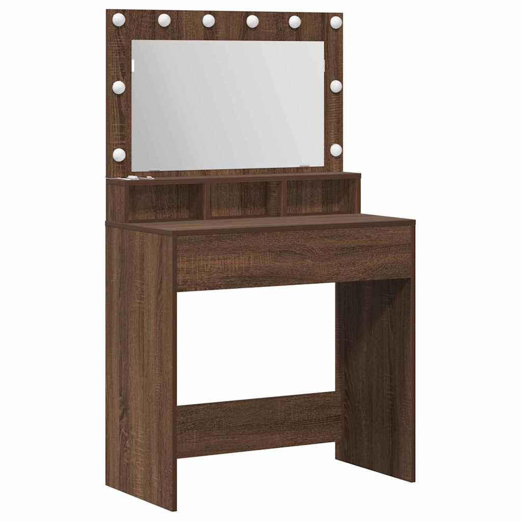 Schminktisch mit Regal Braun Eichen-Optik 75,5 x 41 x 135 cm
