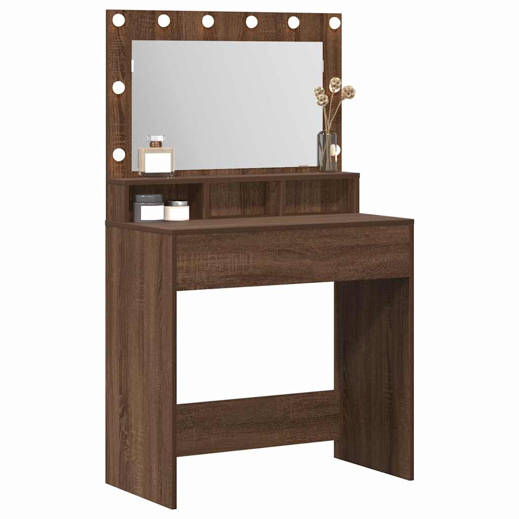 Schminktisch mit Regal Braun Eichen-Optik 75,5 x 41 x 135 cm