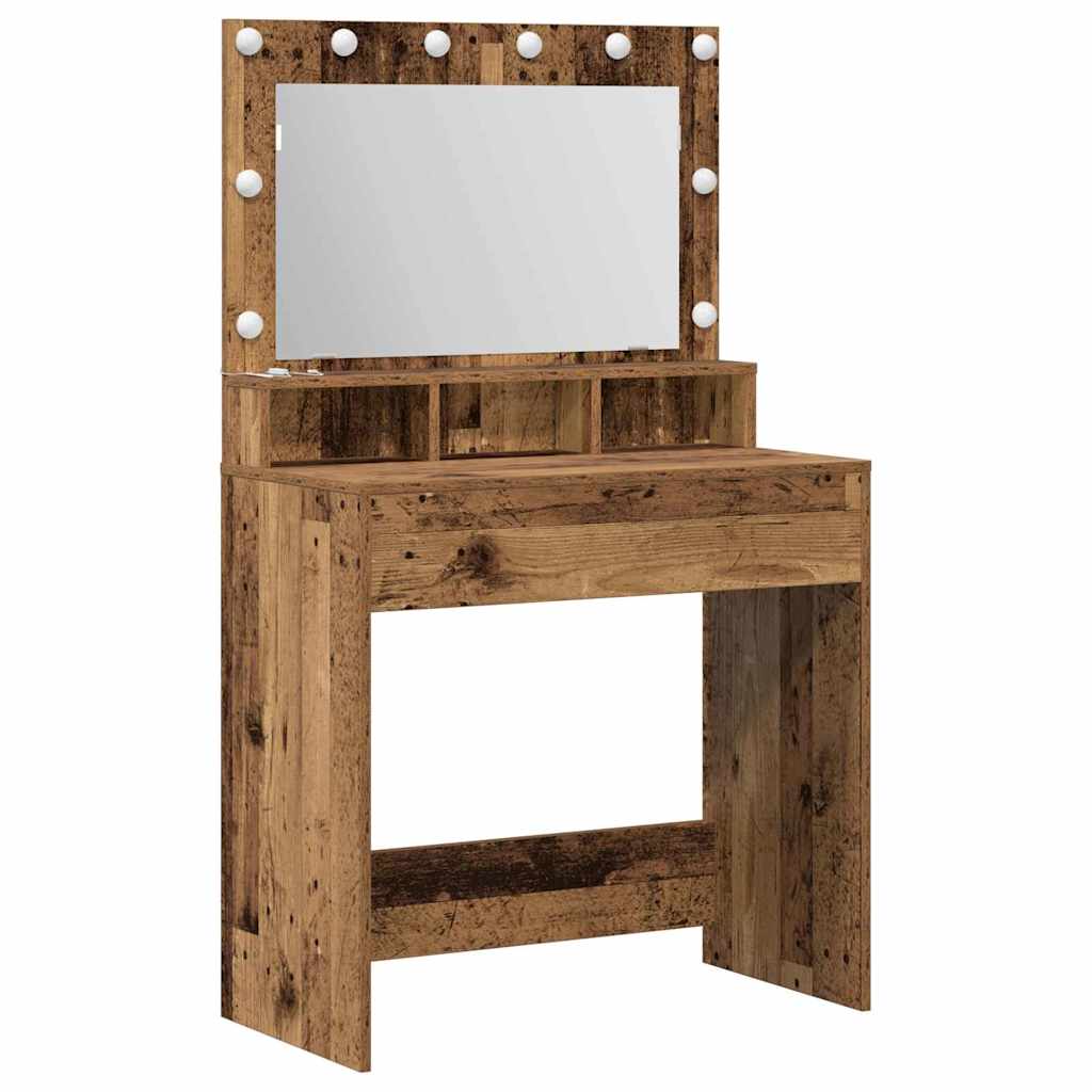 Schminktisch mit Regal Altholz 75,5 x 41 x 135 cm Holzwerkstoff