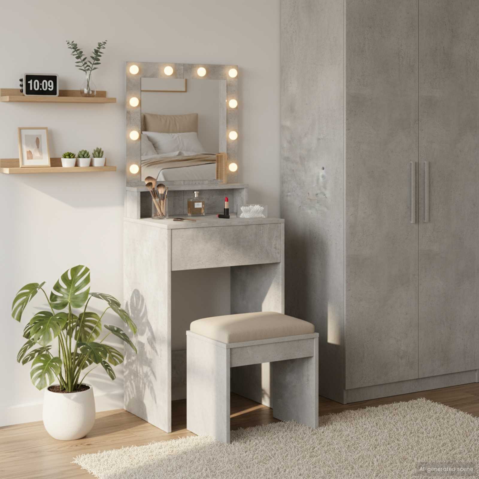 Schminktisch Beton Grau 50 x 41 x 135 cm Holzwerkstoff