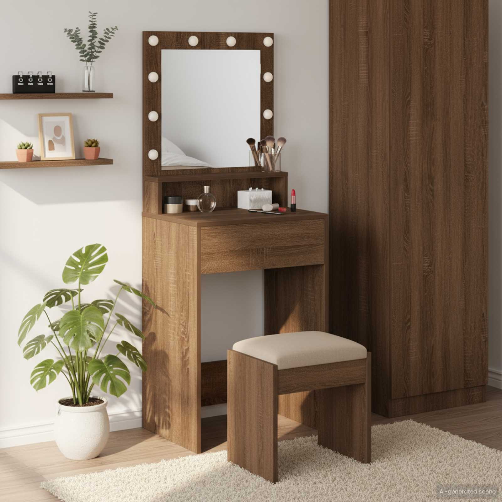 Schminktisch Braun Eichen-Optik 50 x 41 x 135 cm Holzwerkstoff