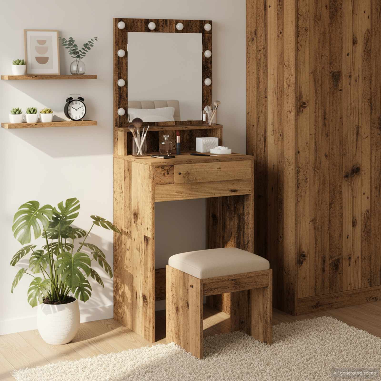 Schminktisch mit Regal Altholz 50 x 41 x 135 cm Holzwerkstoff