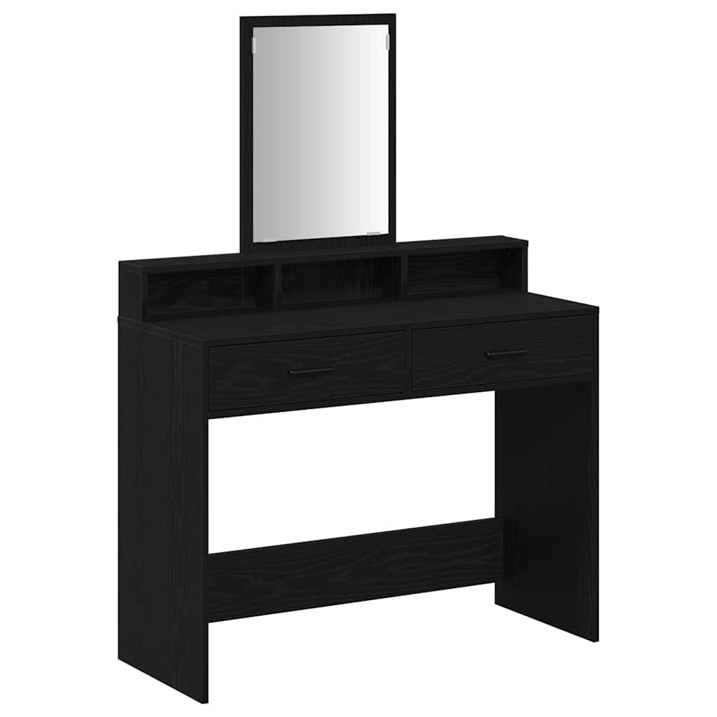 Schminktisch mit Regal Schwarz Eichen-Optik 100 x 41 x 140 cm