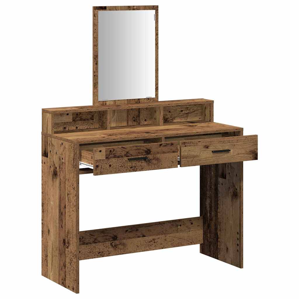 Schminktisch mit Regal Altholz 100 x 41 x 140 cm Holzwerkstoff