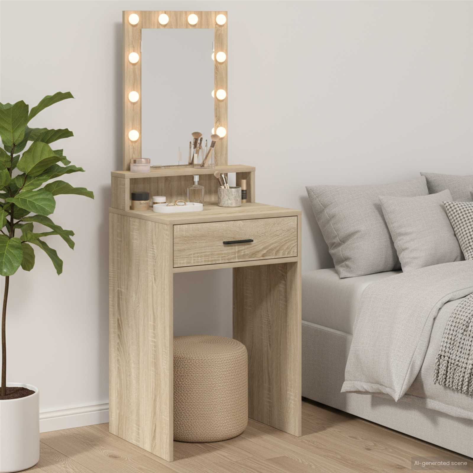 Schminktisch mit Speicher Braun 50 x 41 x 140 cm Holzwerkstoff