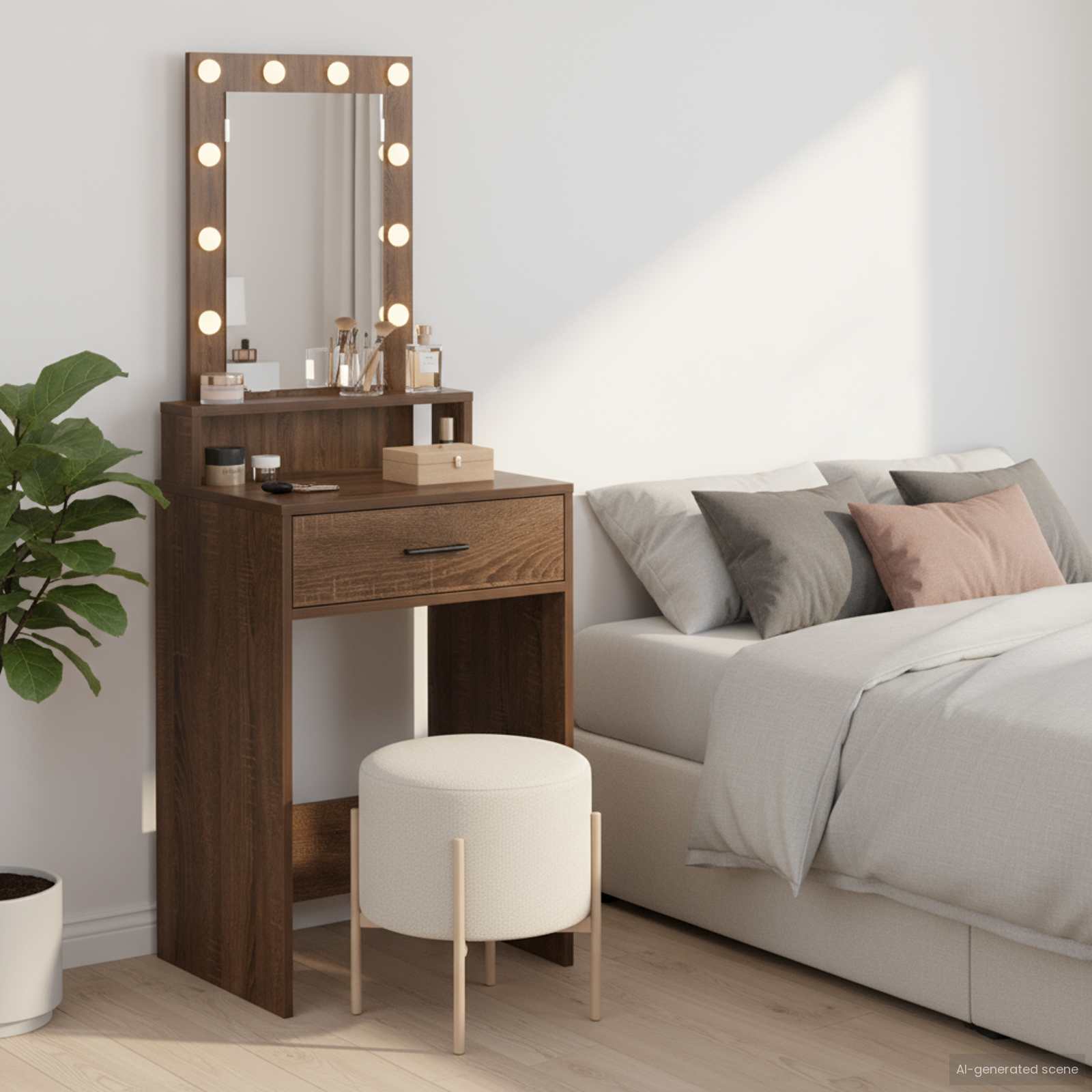Schminktisch mit Speicher Braun 50 x 41 x 140 cm Holzwerkstoff