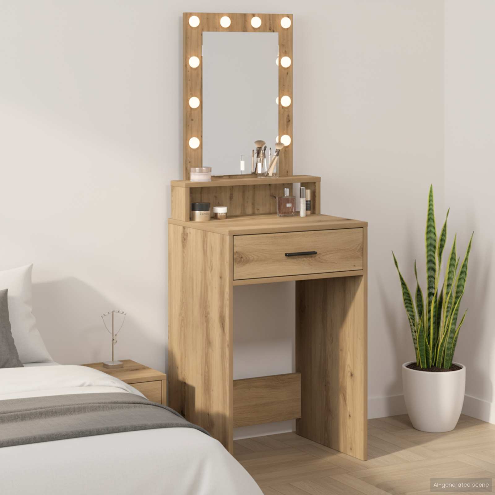 Schminktisch mit Speicher Braun 50 x 41 x 140 cm Holzwerkstoff