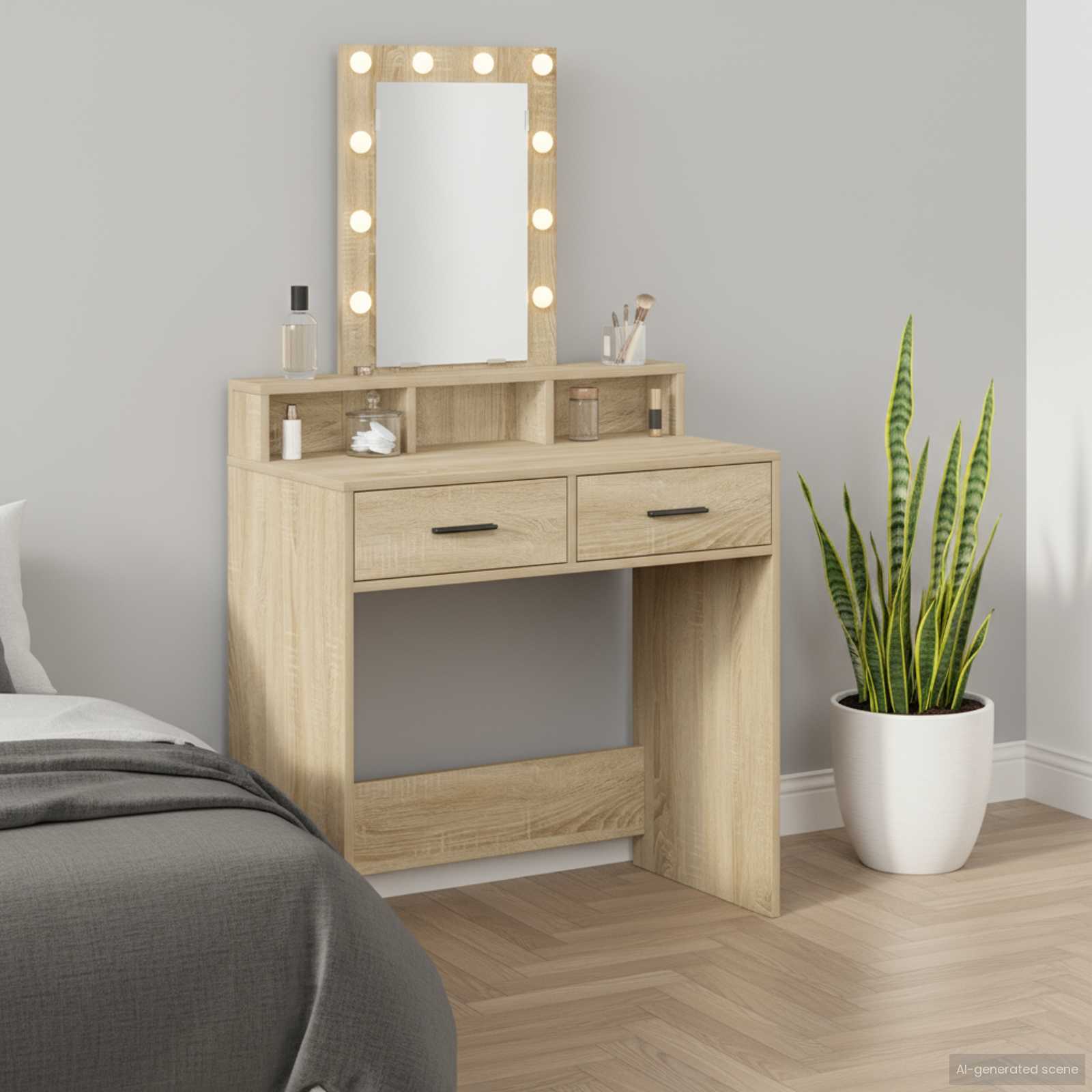 Schminktisch mit Speicher Braun 79 x 41 x 140 cm Holzwerkstoff
