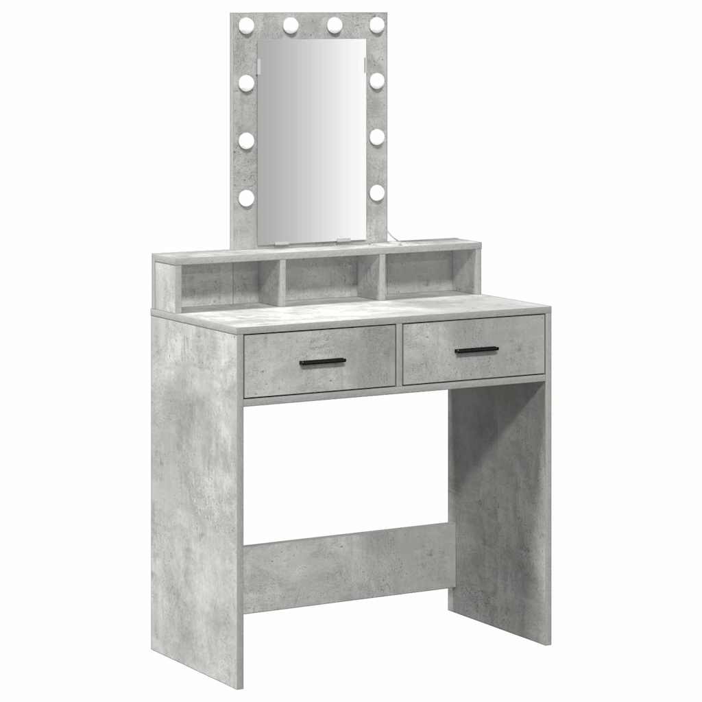 Schminktisch mit Schubladen Grau 79 x 41 x 140 cm Holzwerkstoff