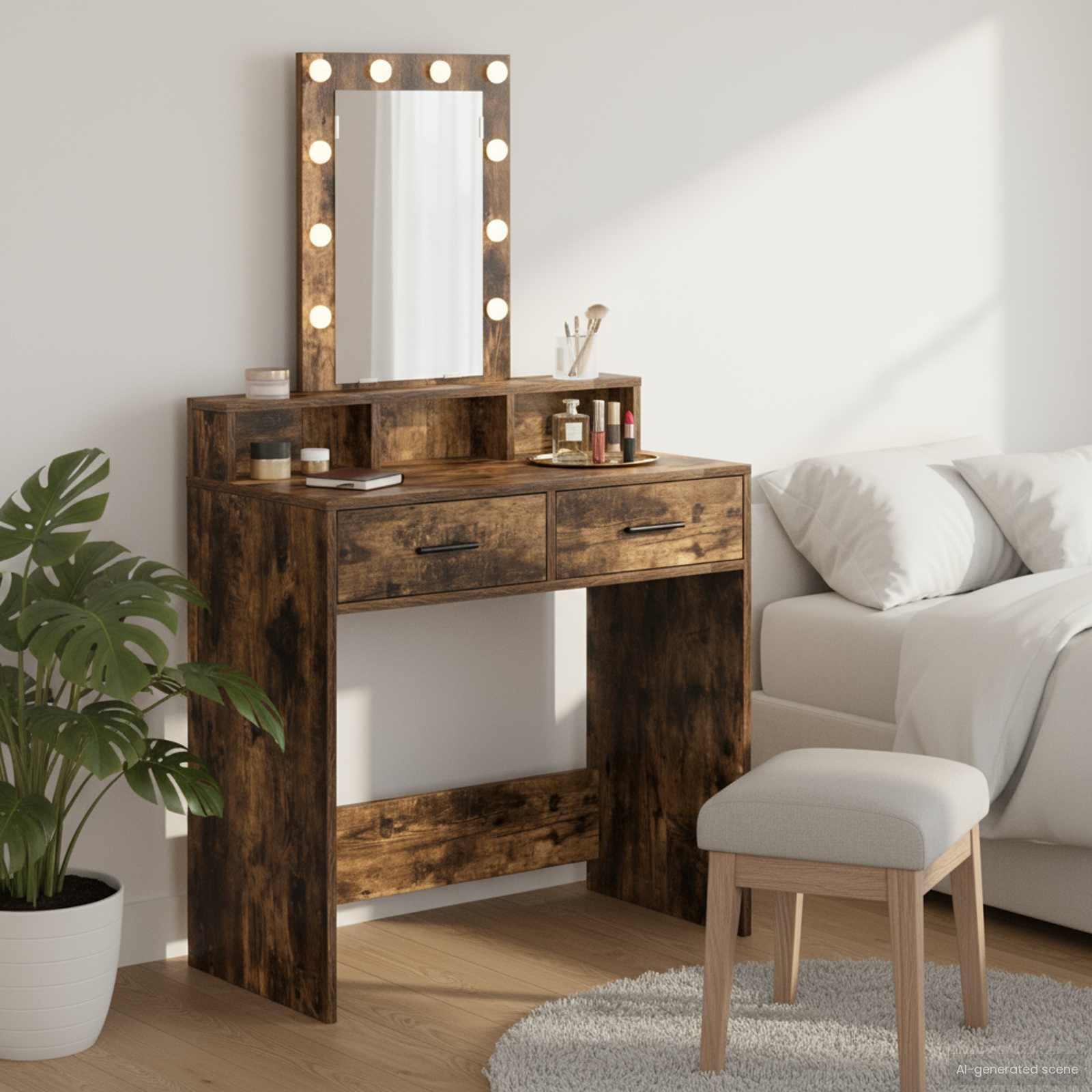 Schminktisch mit Speicher Braun 79 x 41 x 140 cm Holzwerkstoff
