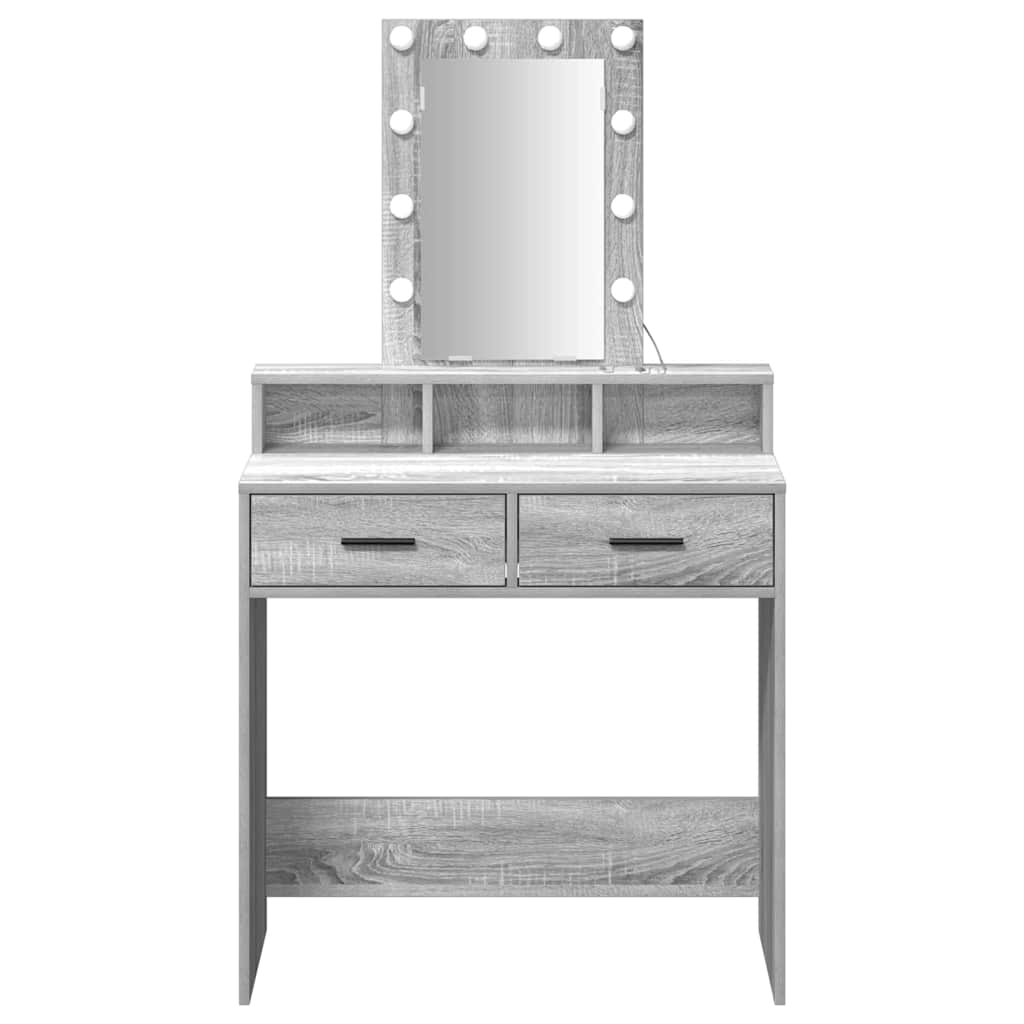 Schminktisch mit Schubladen Grau 79 x 41 x 140 cm Holzwerkstoff