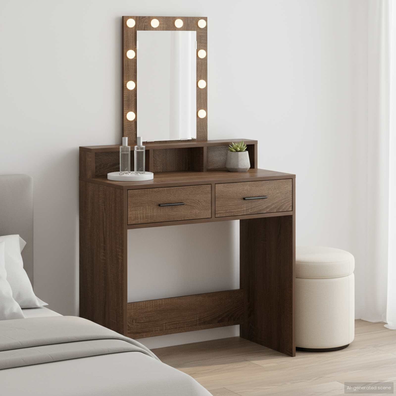 Schminktisch mit Speicher Braun 79 x 41 x 140 cm Holzwerkstoff