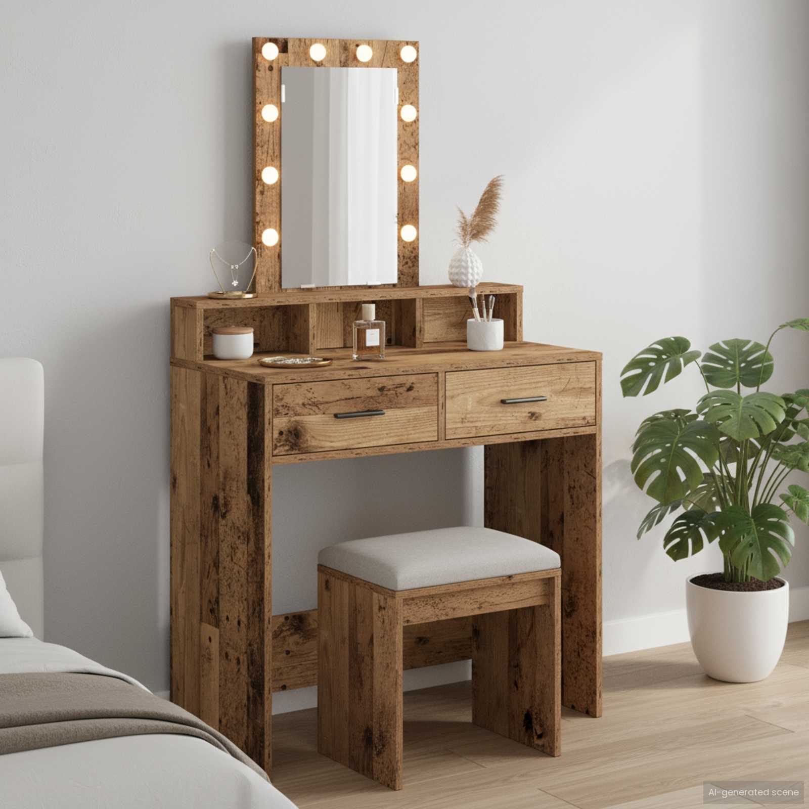 Schminktisch mit Speicher Braun 79 x 41 x 140 cm Holzwerkstoff