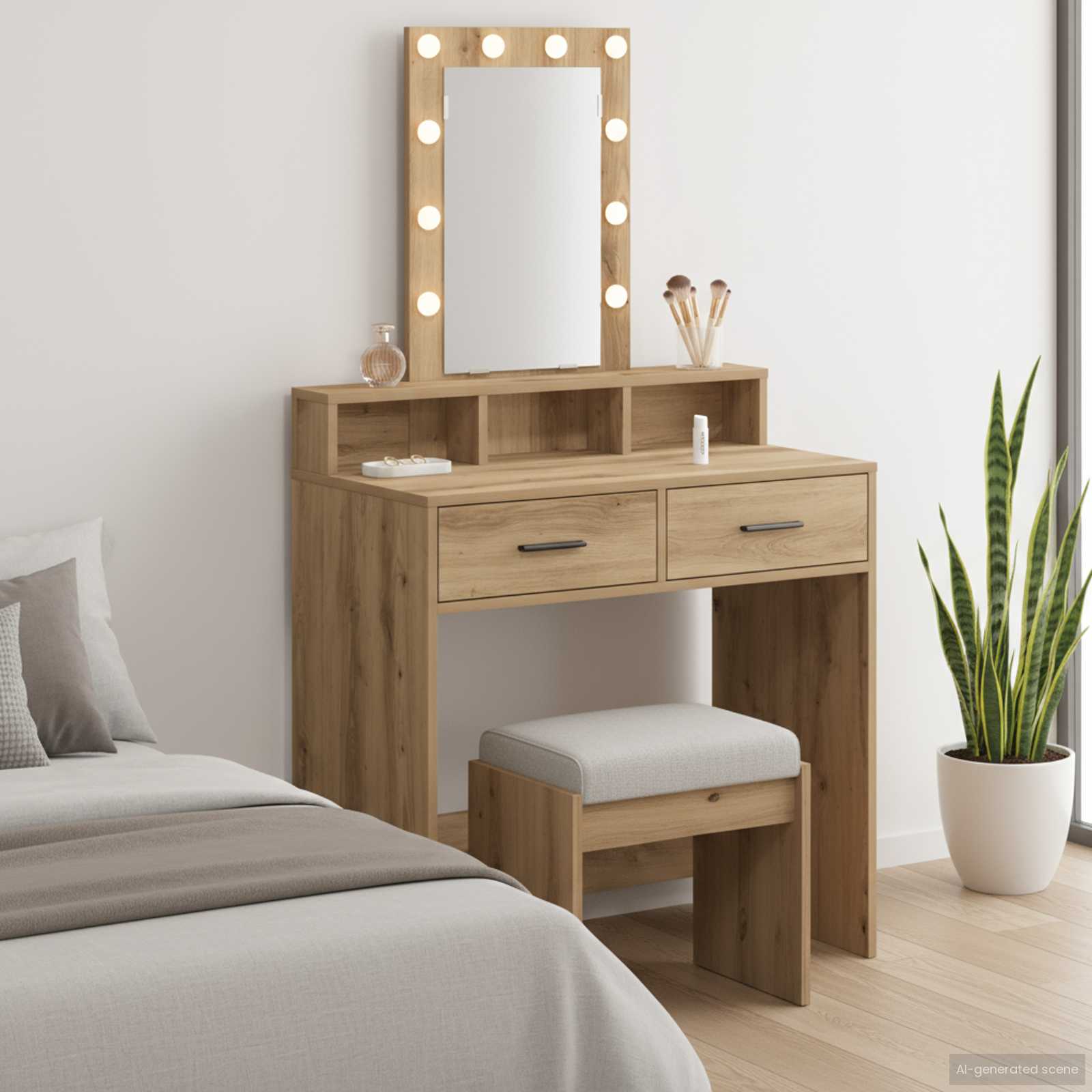 Schminktisch mit Speicher Braun 79 x 41 x 140 cm Holzwerkstoff