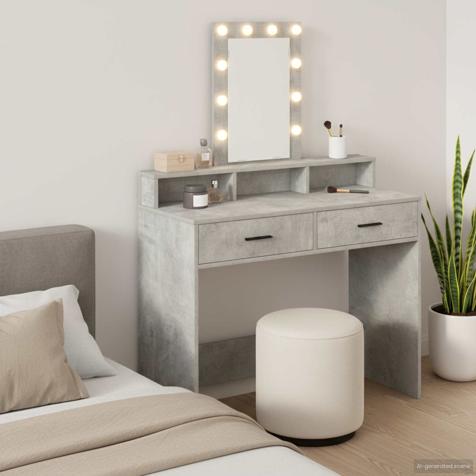 Schminktisch mit Speicher Grau 100 x 41 x 140 cm Holzwerkstoff