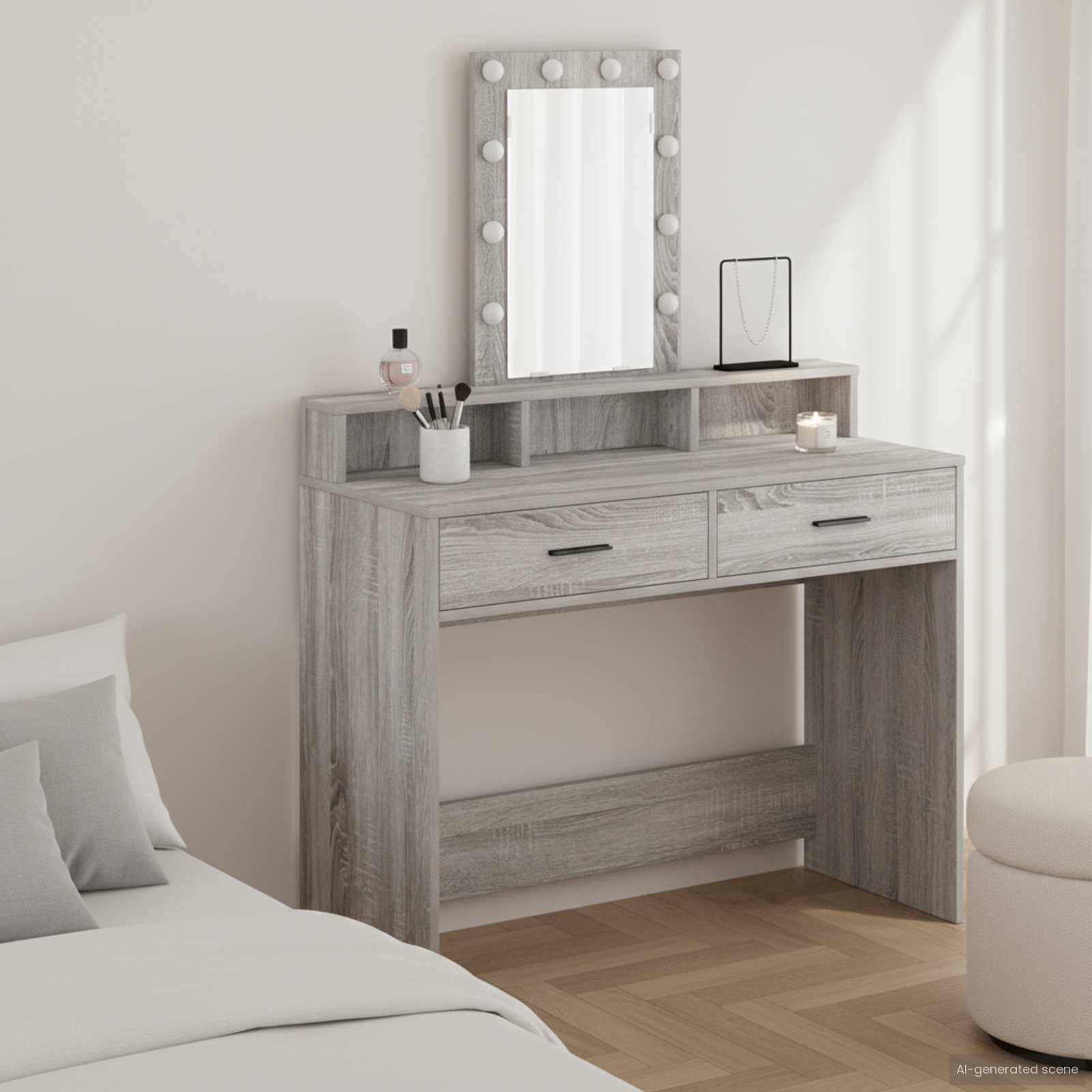 Schminktisch mit Speicher Grau 100 x 41 x 140 cm Holzwerkstoff