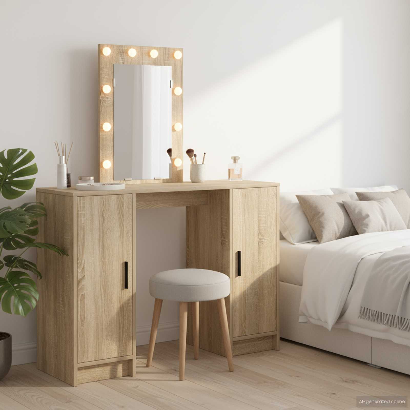 Schminktisch mit Speicher Braun 102 x 33 x 135 cm Holzwerkstoff