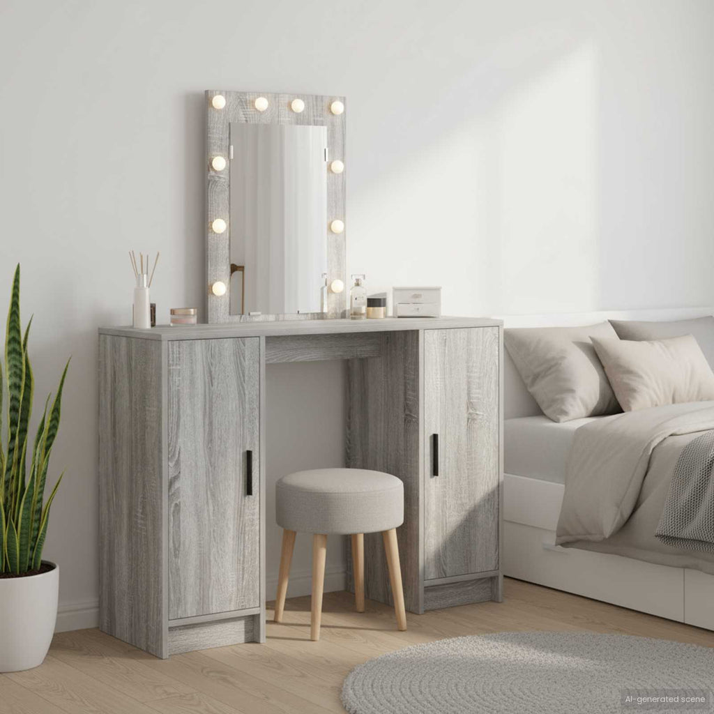 Schminktisch mit Speicher Grau 102 x 33 x 135 cm Holzwerkstoff