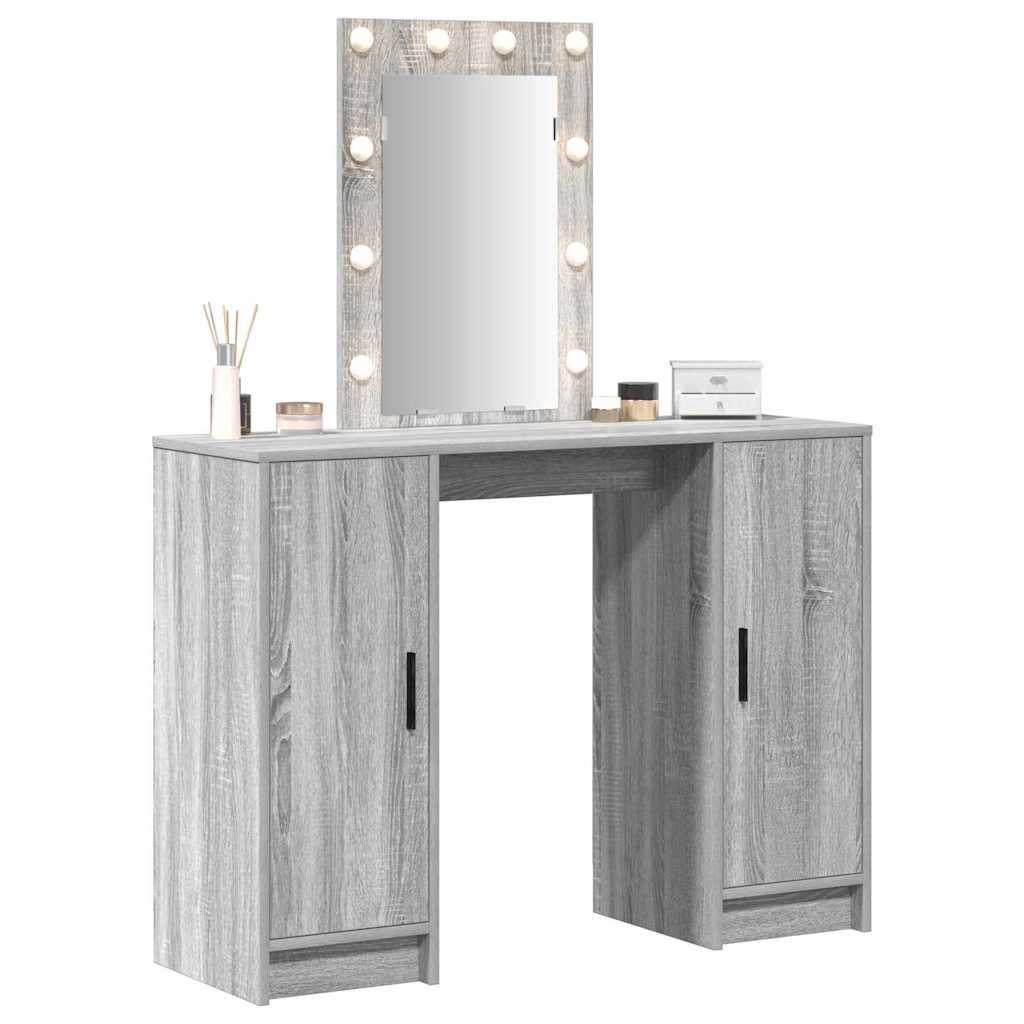 Schminktisch mit Speicher Grau 102 x 33 x 135 cm Holzwerkstoff
