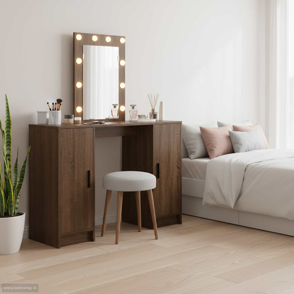 Schminktisch mit Speicher Braun 102 x 33 x 135 cm Holzwerkstoff